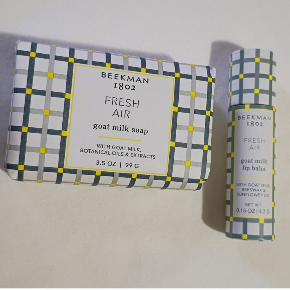 (2-piece) Beekman 1802 Fresh Air Soap 3.5 oz AND Lip Balm .15 oz Goat Milk